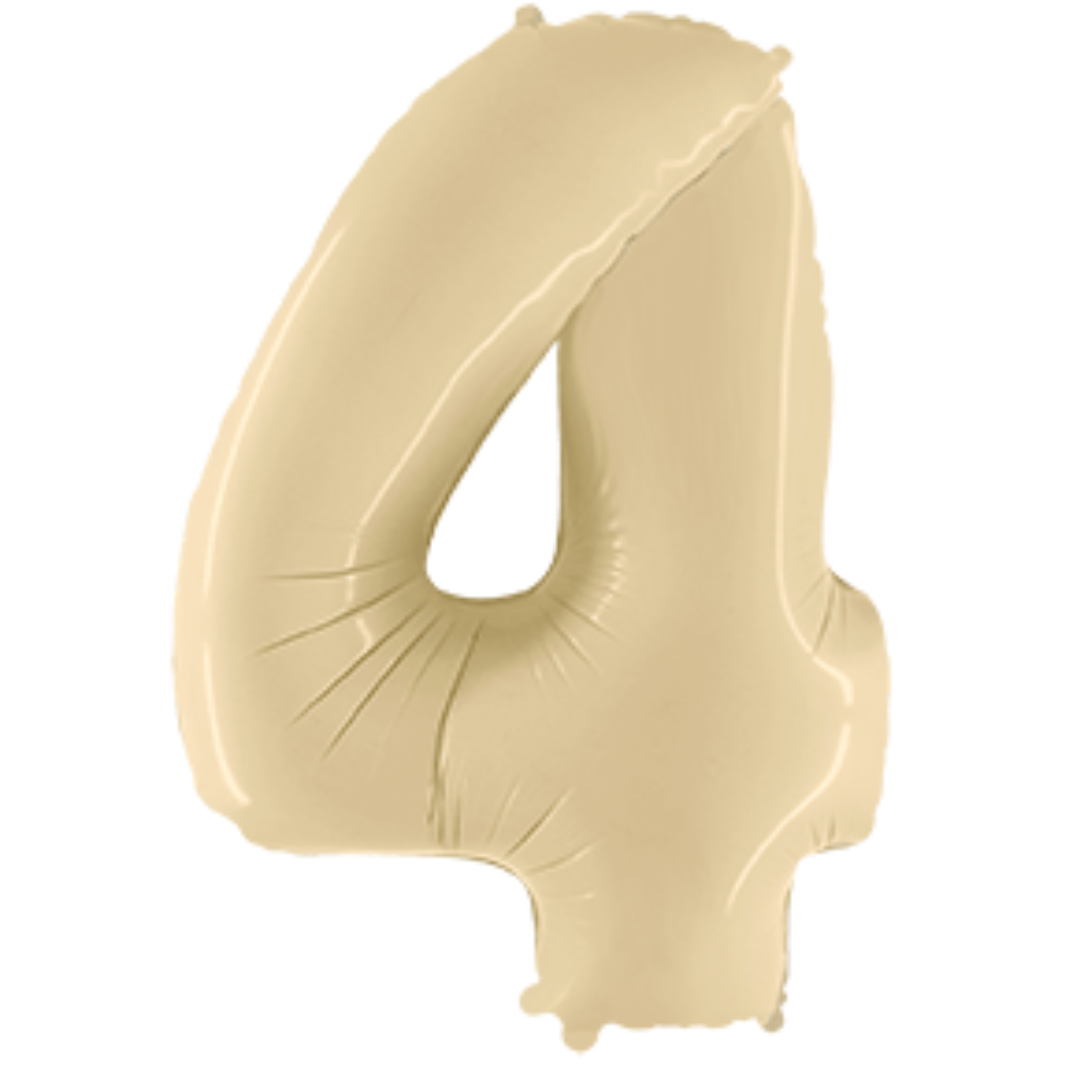 Balon broj - 4, Satin Cream (bež), 102 cm