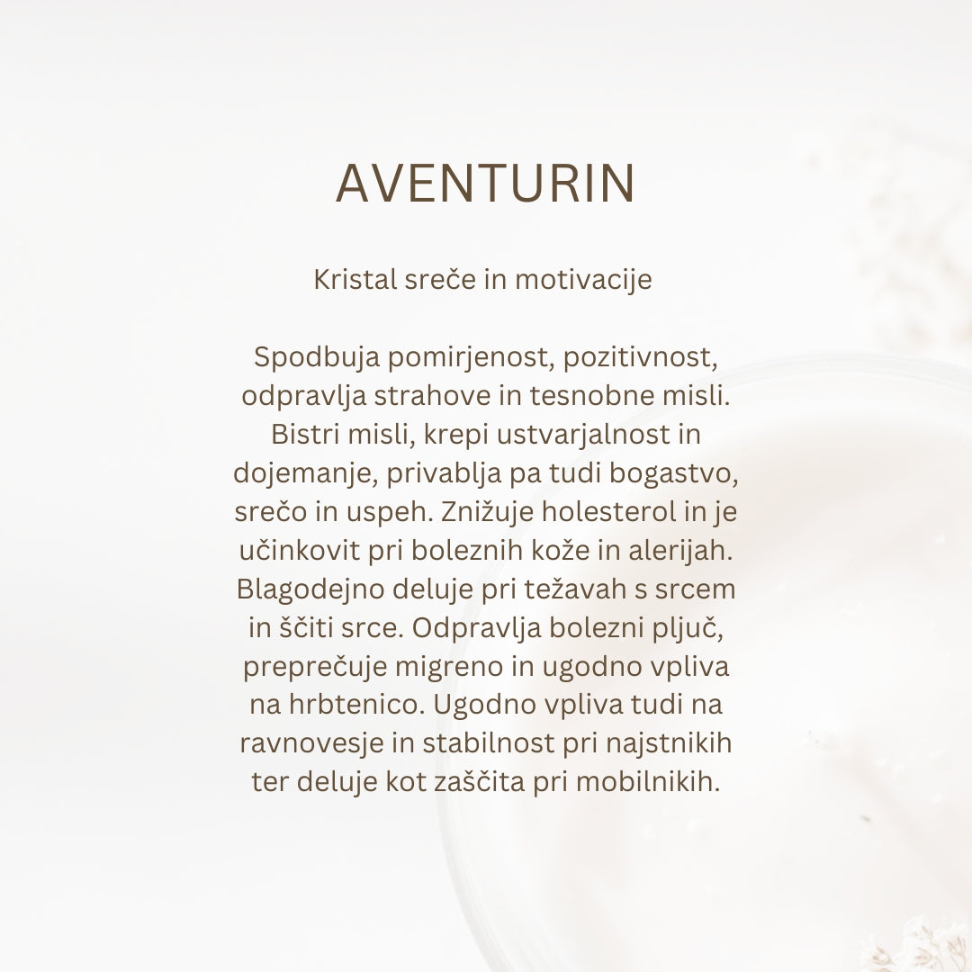 Ogrlica - Aventurin, pozlaćena 14k