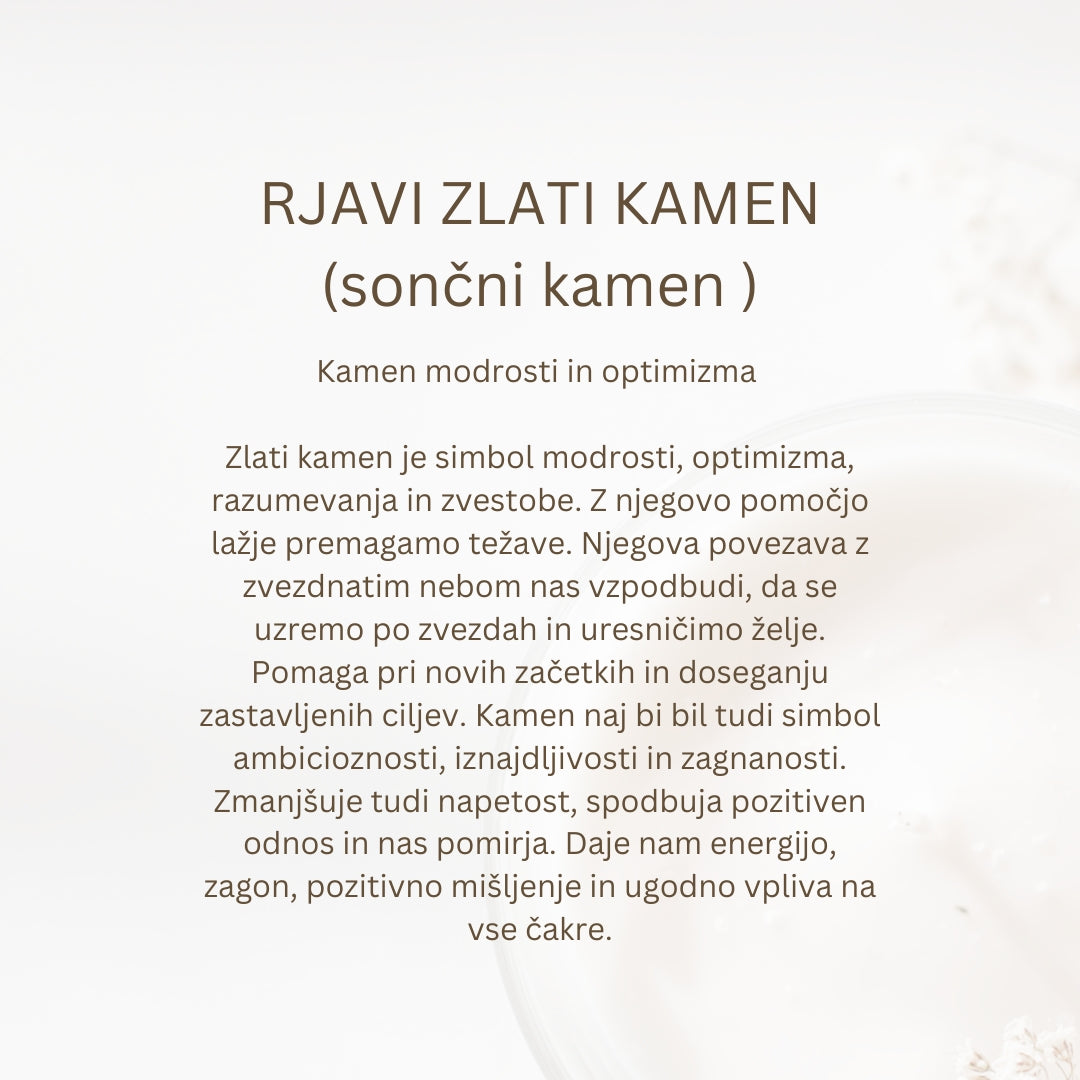 Ogrlica - Sunčev kamen, pozlaćena 14k