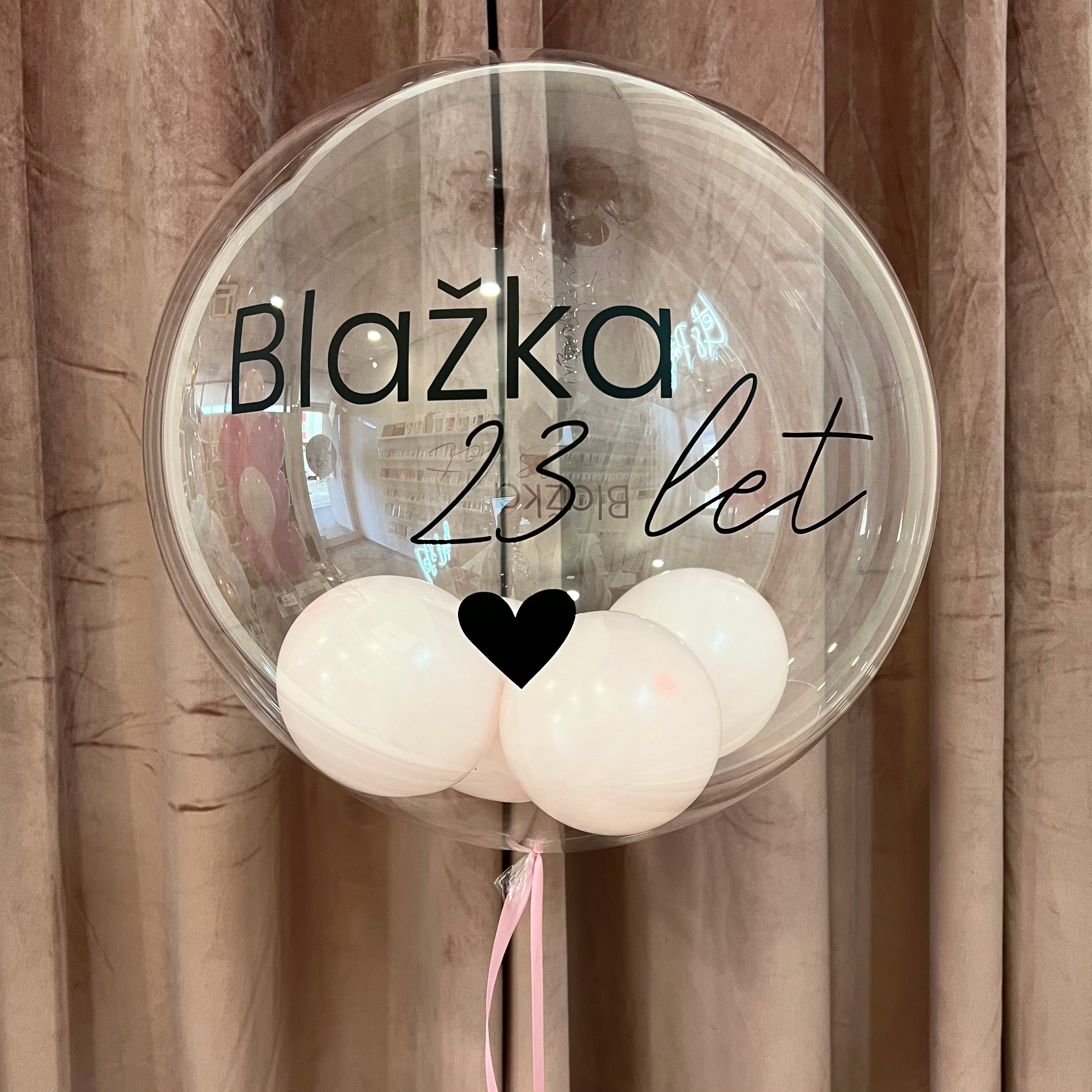 Helij Bubble balon - Napis po naročilu