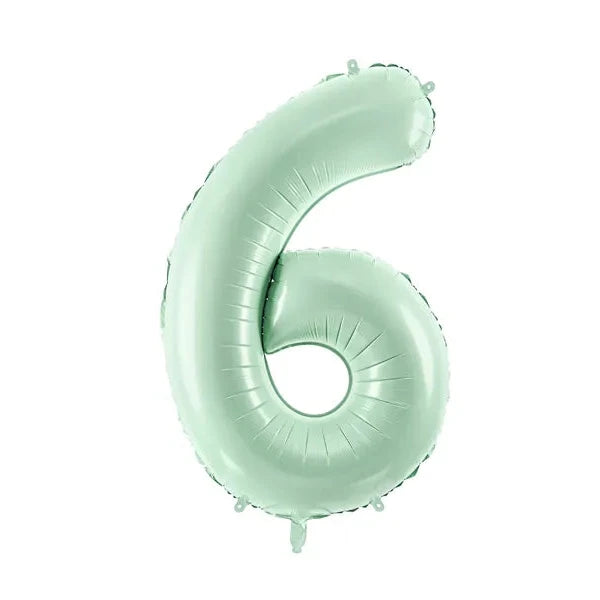 Balon številka - 6, pastelno zelena, 72 cm