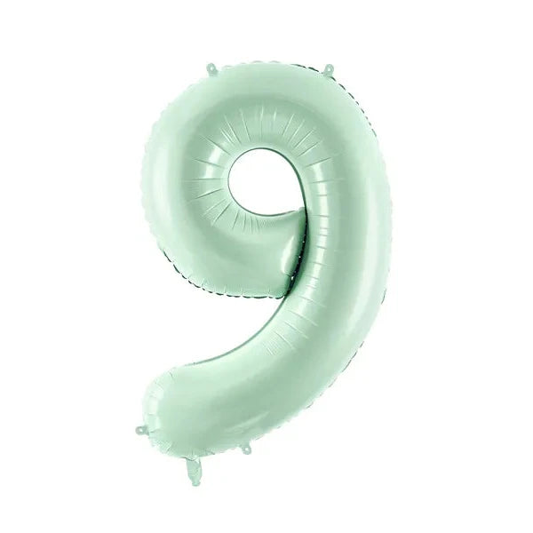 Balon številka - 9, pastelno zelena, 72 cm