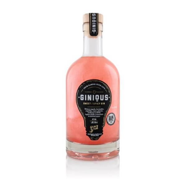 Ginious gin z roza bleščicami 0,2l