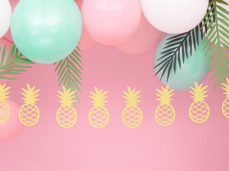 Girlanda ananas, zlate barve. Dekoracija za najboljšo tropsko zabavo.