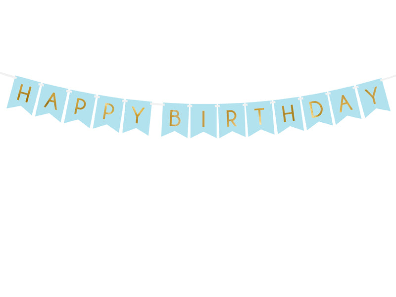 Banner napis Happy birthday za rojstni dan, moder. Dekoracija za vsak rojstni dan, poskrbi, da bo rojstni dan res nepozaben.