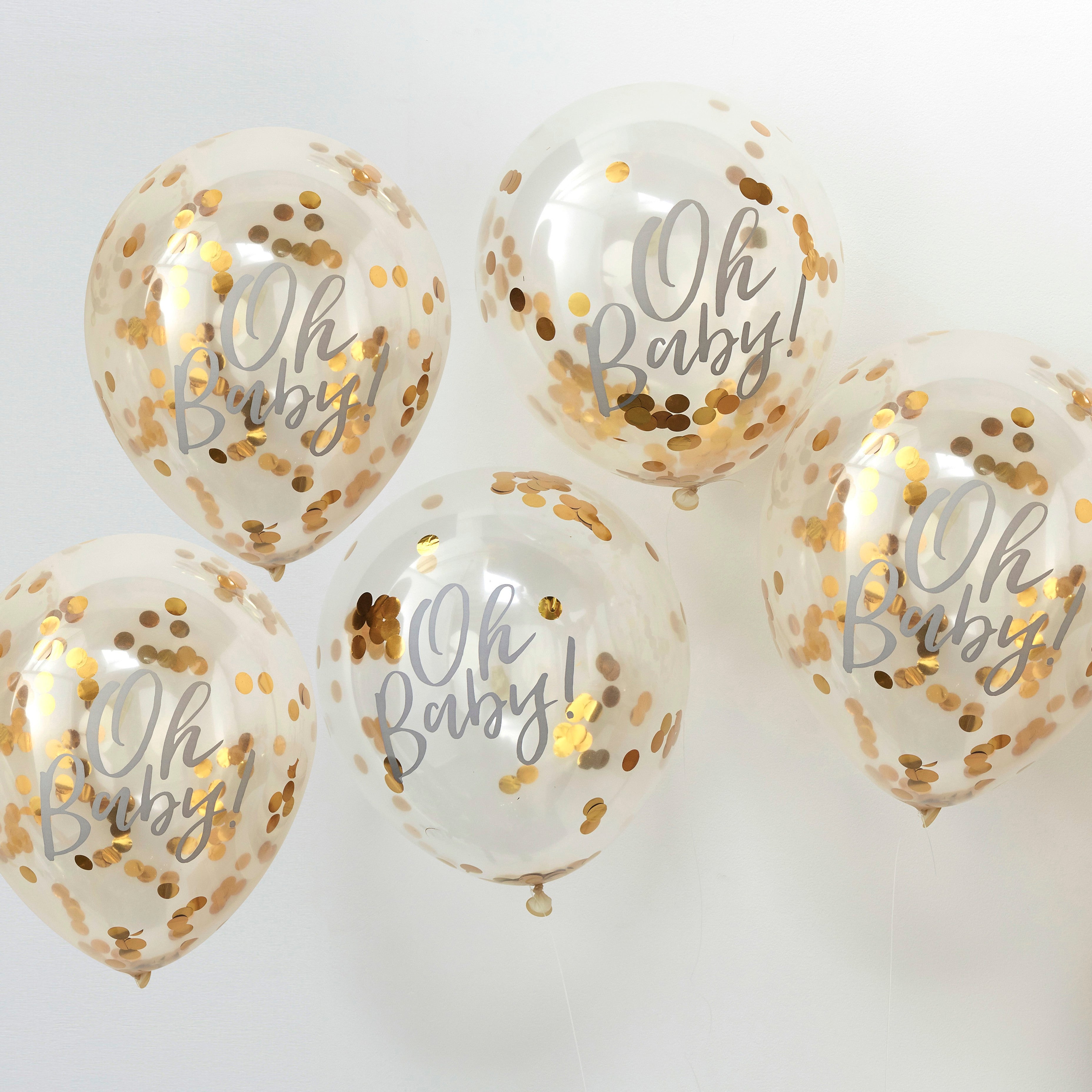 Lateks baloni s konfetima Ginger Ray - Oh Baby, Gold