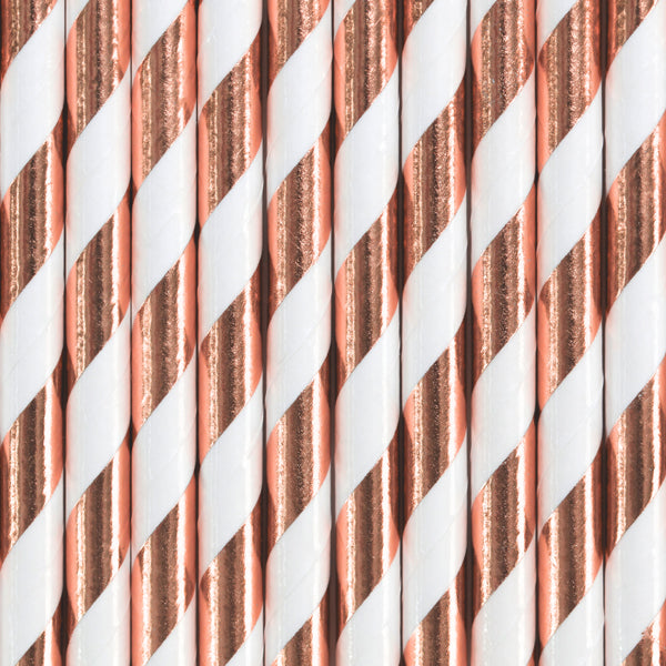 Papirnate slamke - Rose Gold Stripes