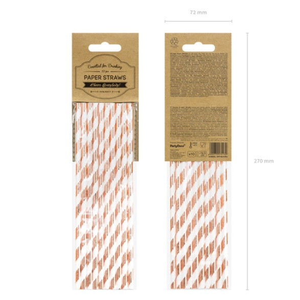Papirnate slamke - Rose Gold Stripes