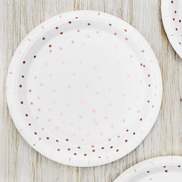 Papirnati tanjuri - Rose gold dots
