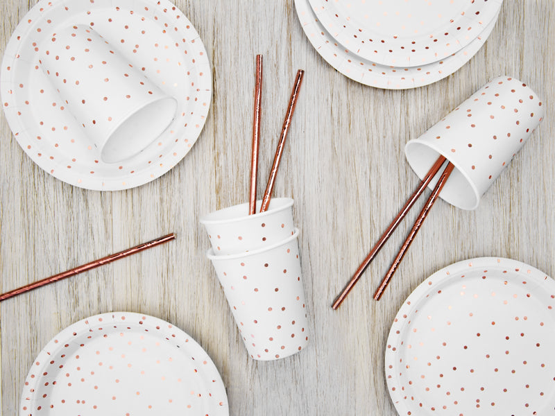 Papirnati tanjuri - Rose gold dots