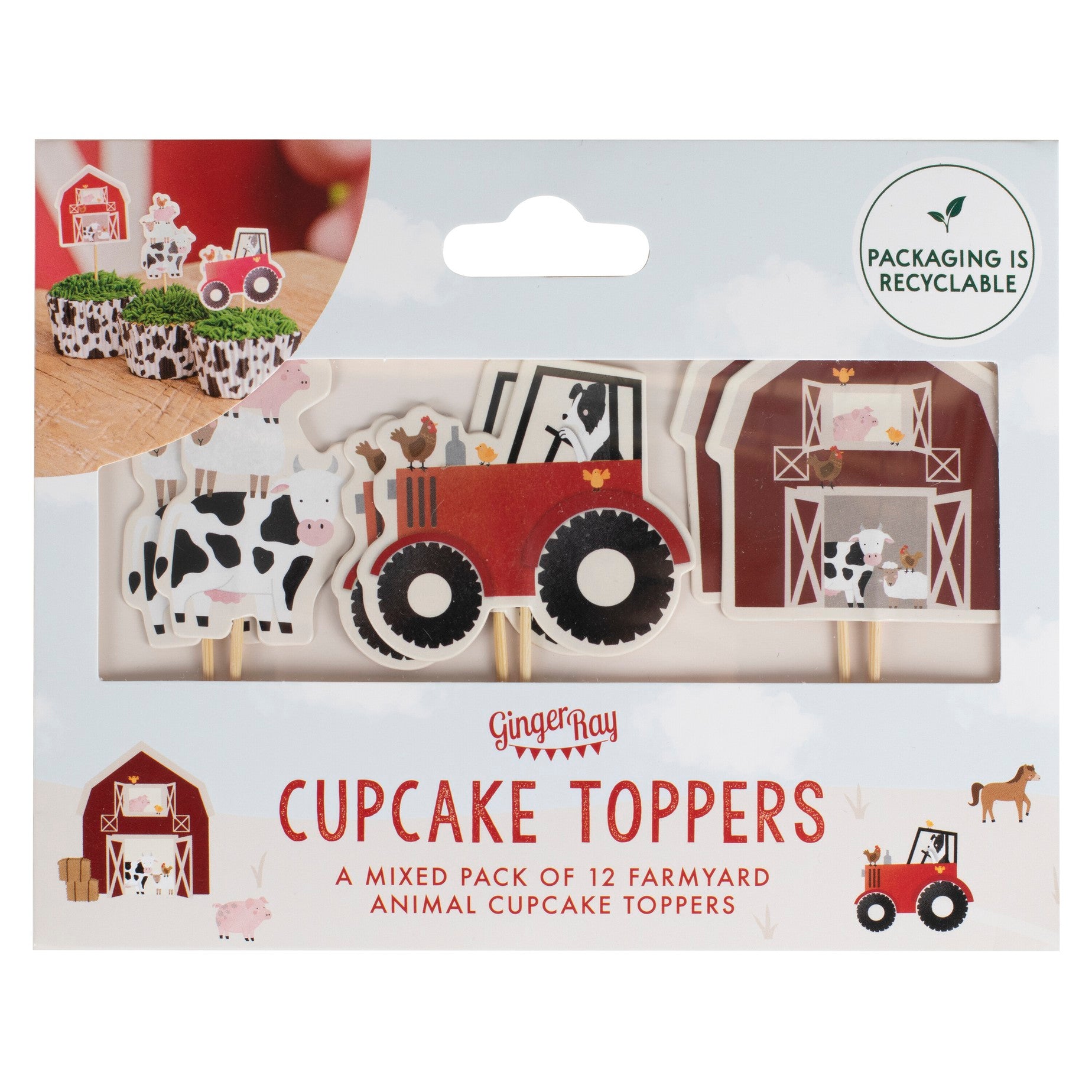 Cupcake toppers Ginger Ray - Farm Birthday, 12 kom