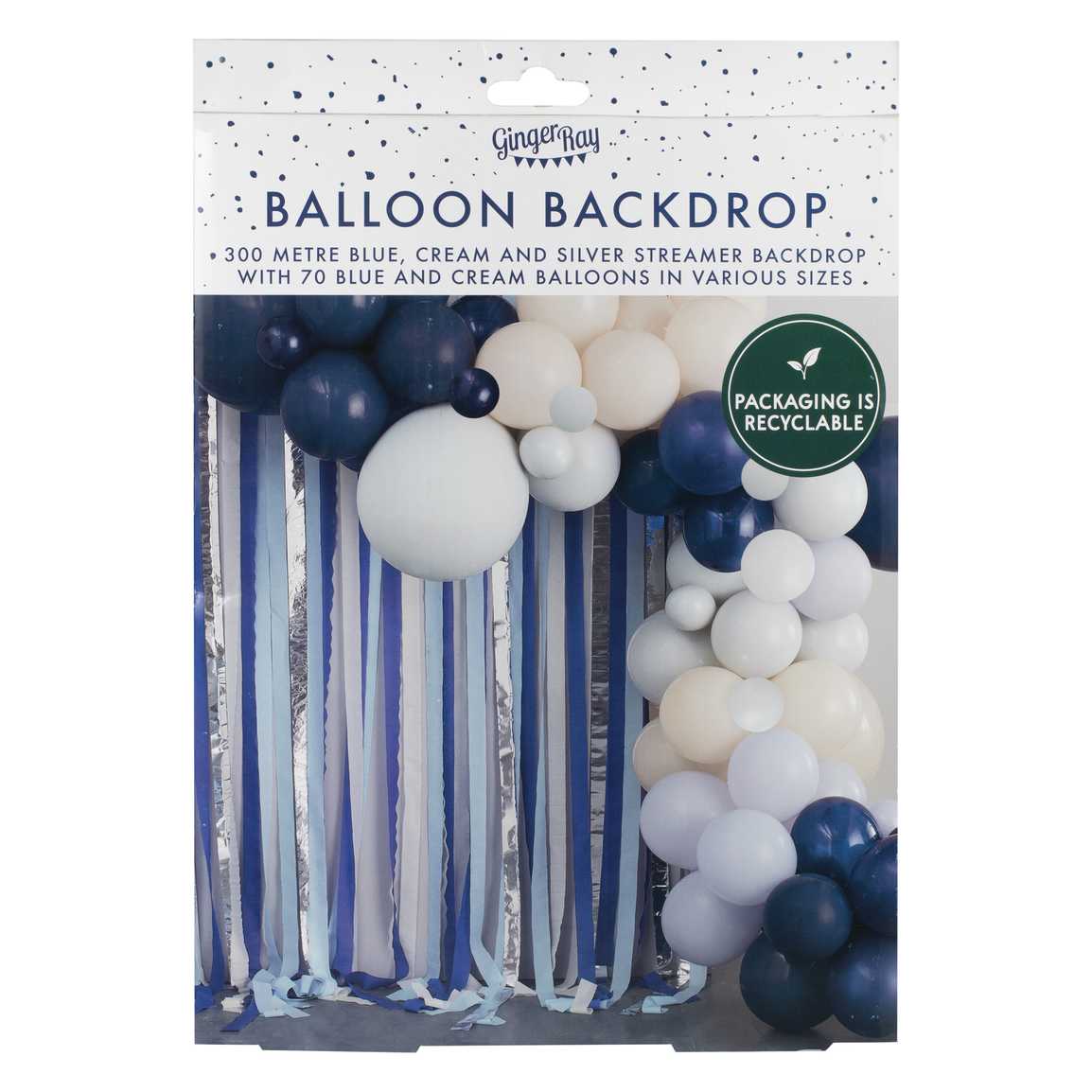 Balonska girlanda Ginger Ray - Blue, Cream & Silver