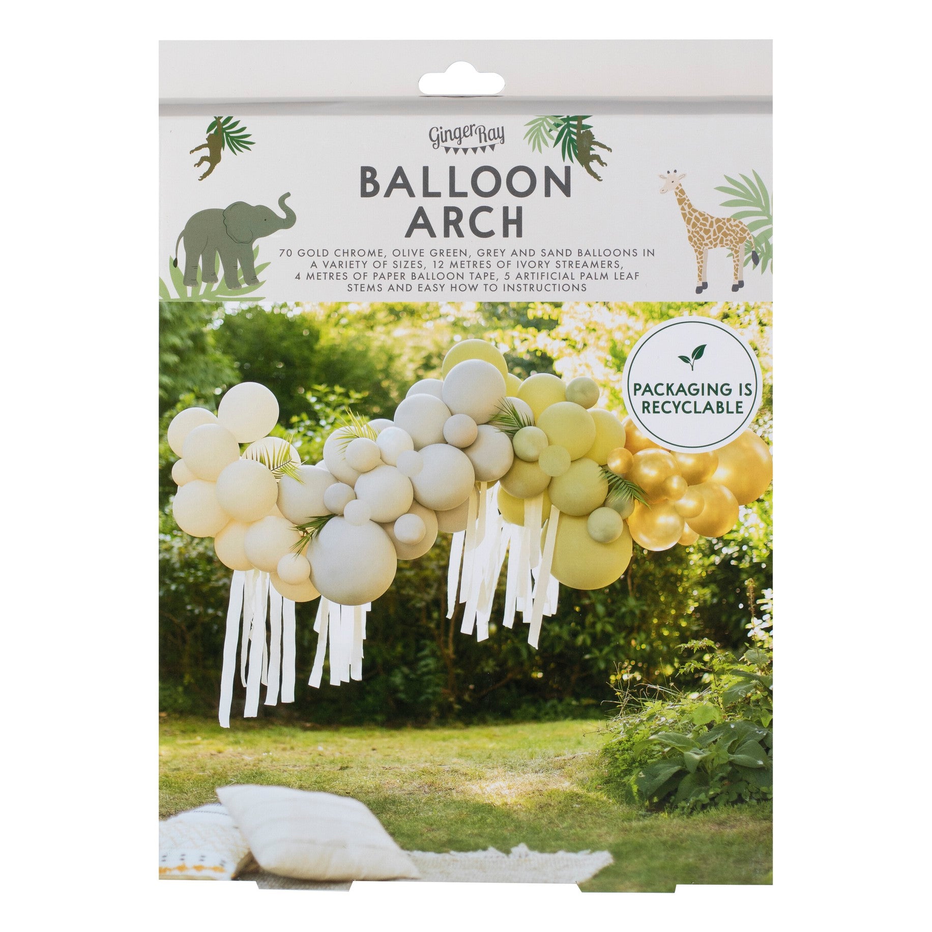 Balonska girlanda Ginger Ray - Green, Cream & Gold