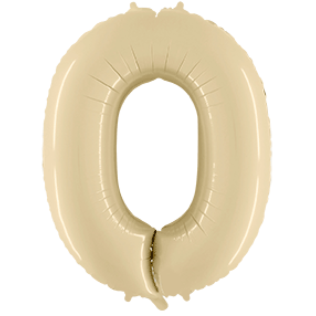 Balon broj - 0, Satin Cream (bež), 102 cm