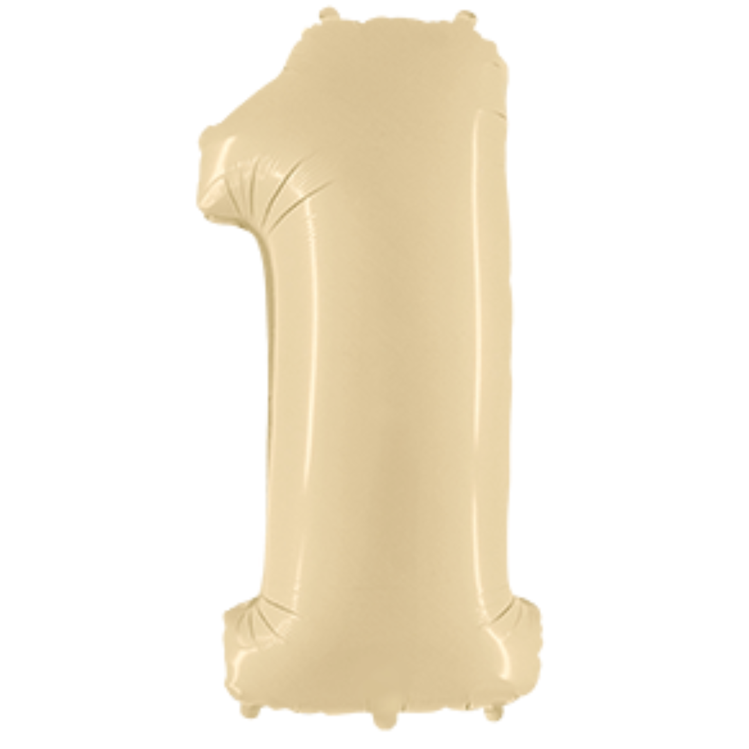 Balon broj - 1, Satin Cream (bež), 102 cm
