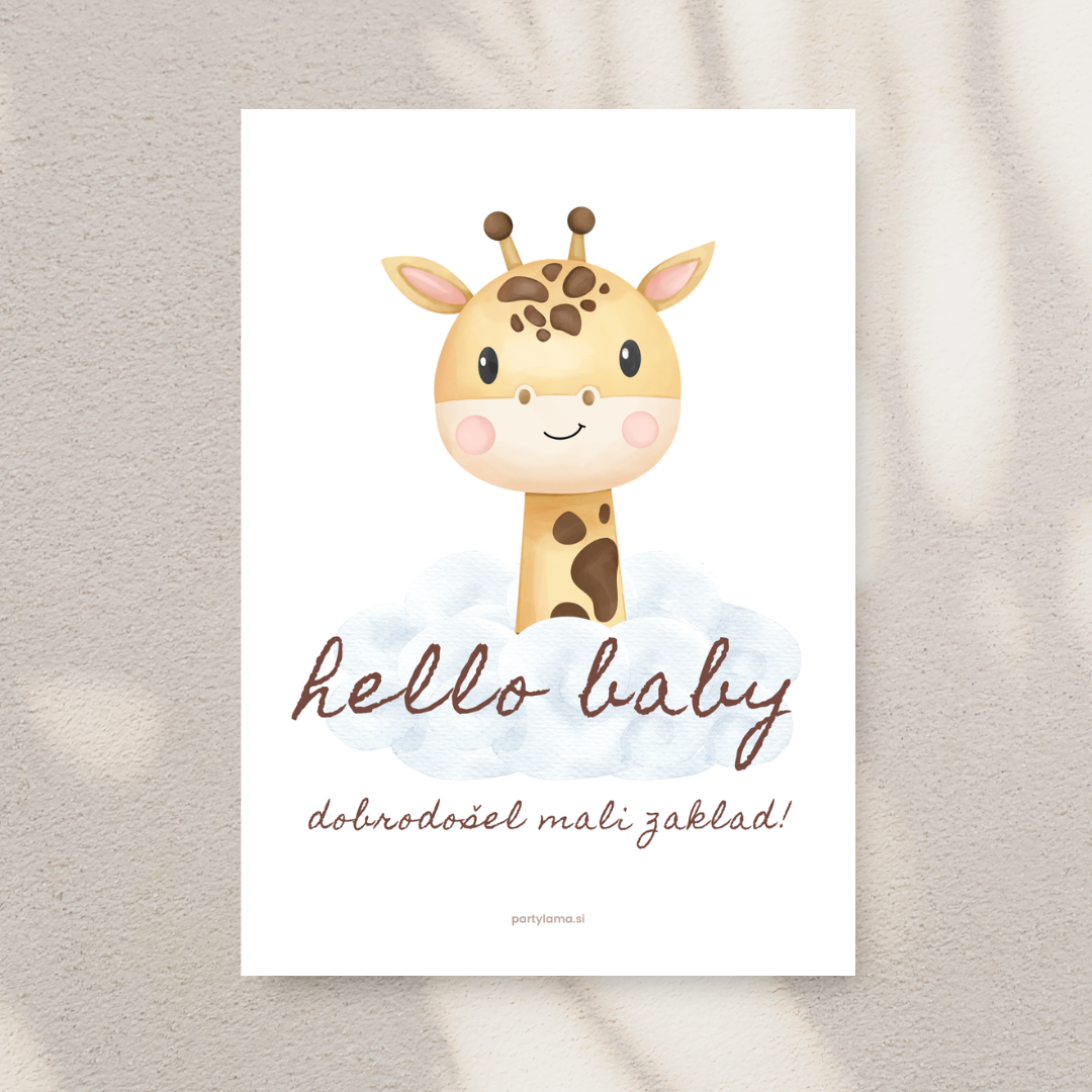 Čestitka - Hello baby, žirafo