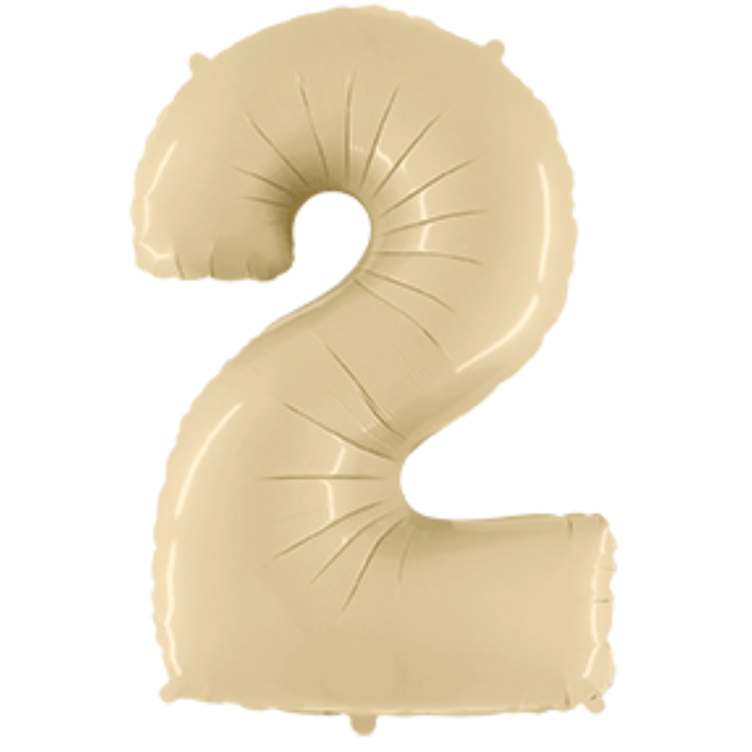 Balon broj - 2, Satin Cream (bež), 102 cm