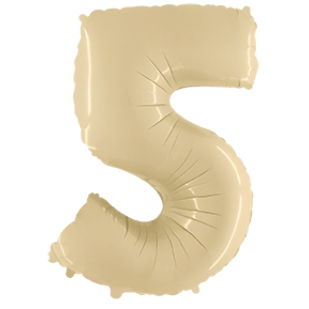 Balon broj - 5, Satin Cream (bež), 102 cm