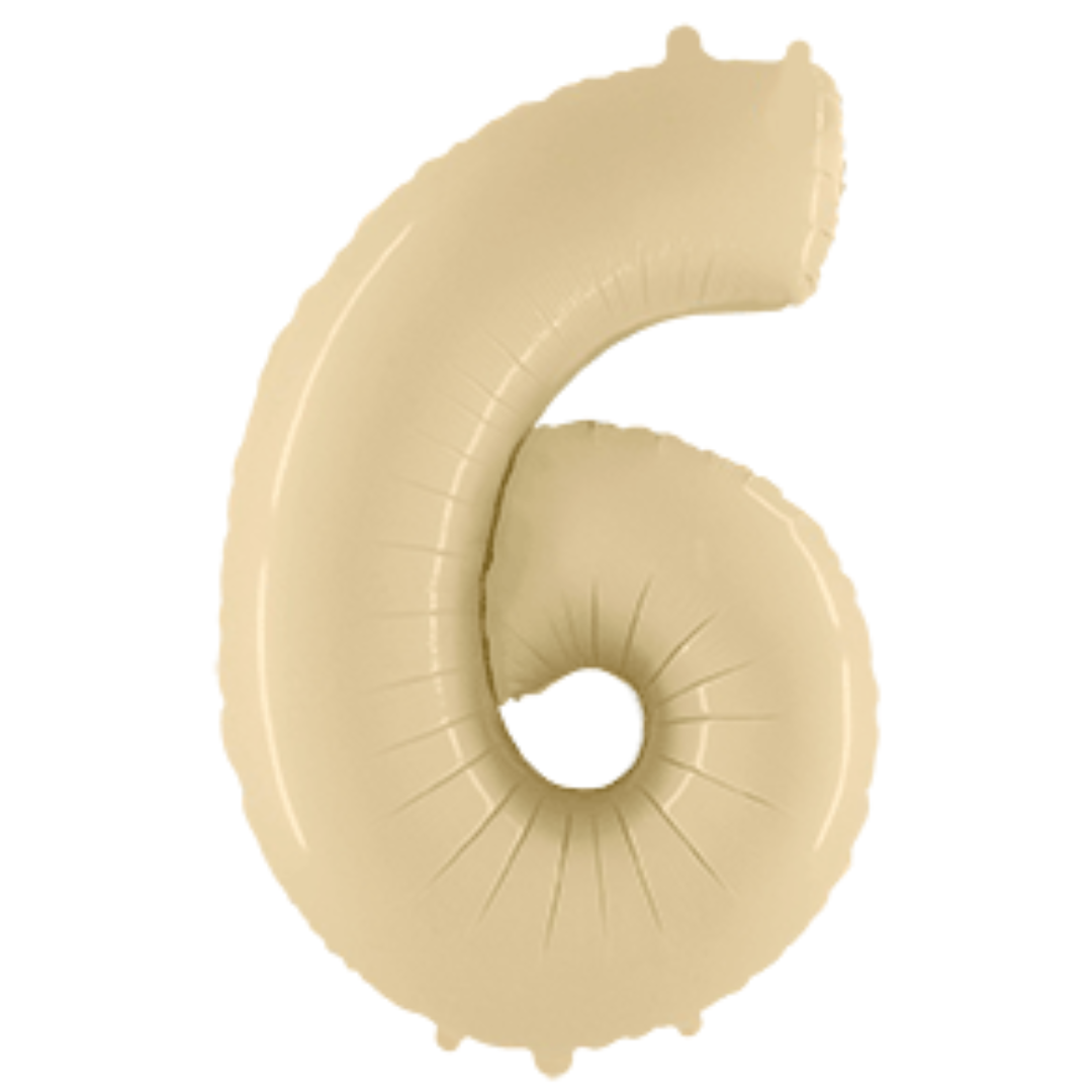 Balon broj - 6, Satin Cream (bež), 102 cm
