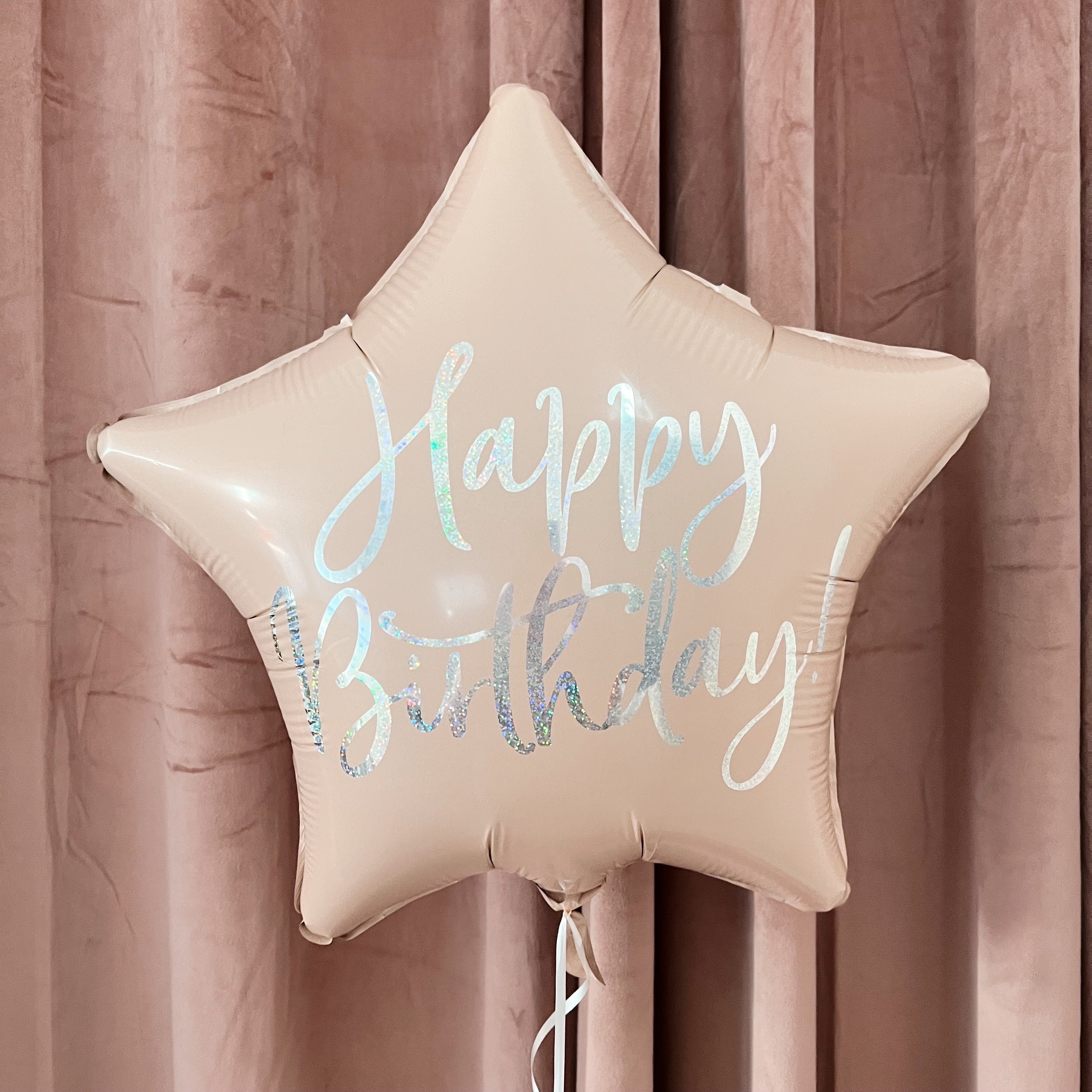 Folija balon Zvezda - Sretan rođendan puder roze