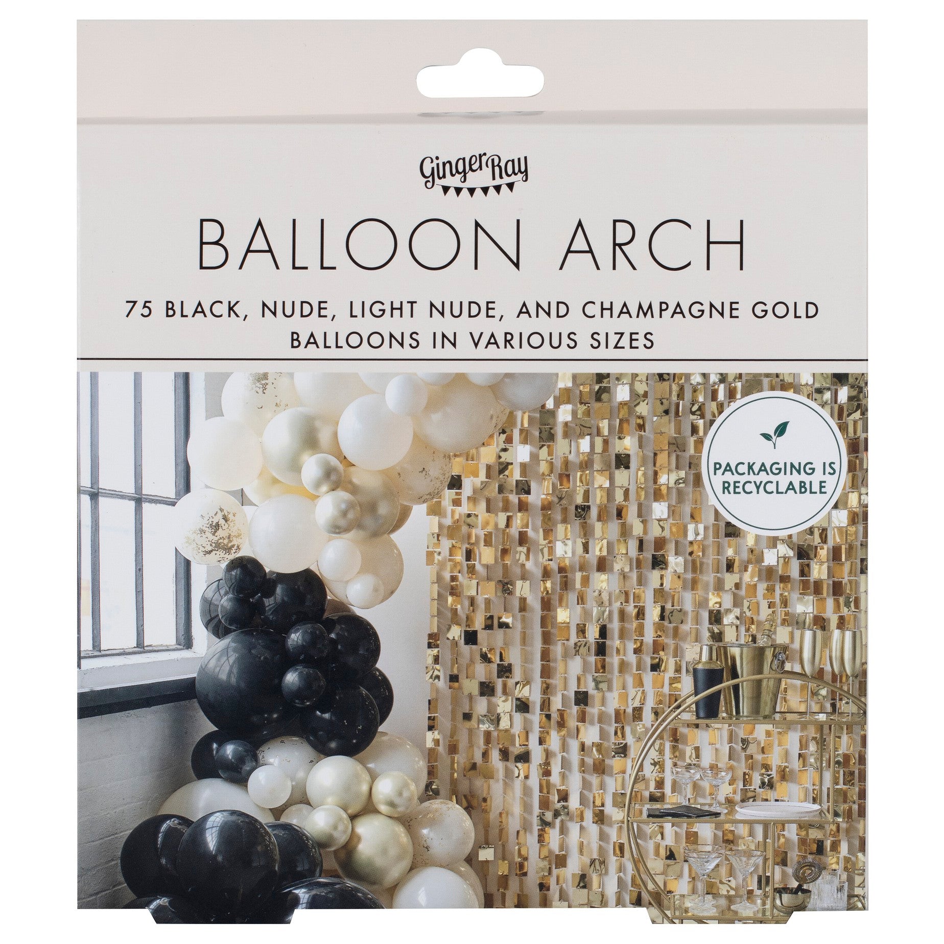 Balonska girlanda Ginger Ray - Black, Nude & Champagne Gold