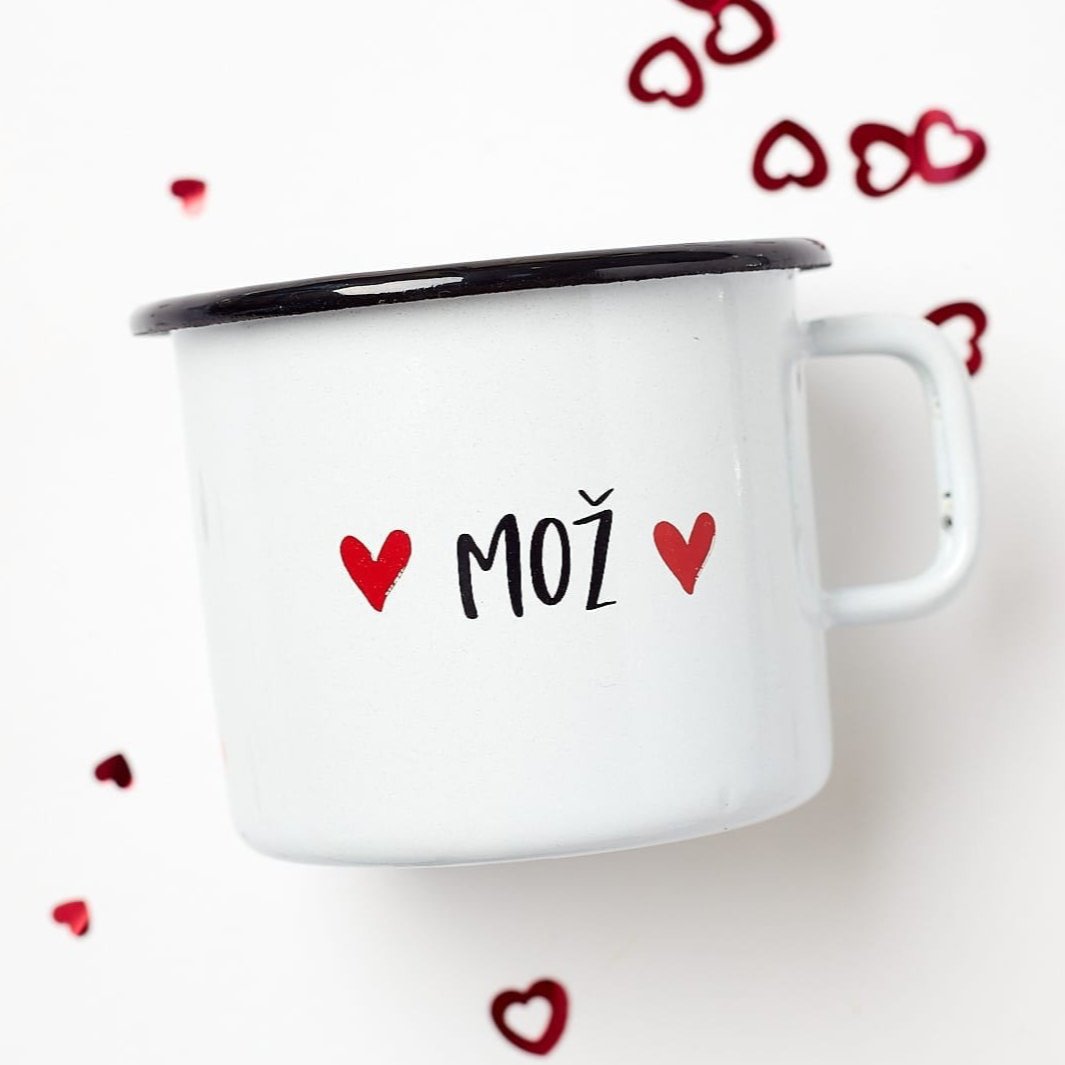 emajliran lonček mož darilo
