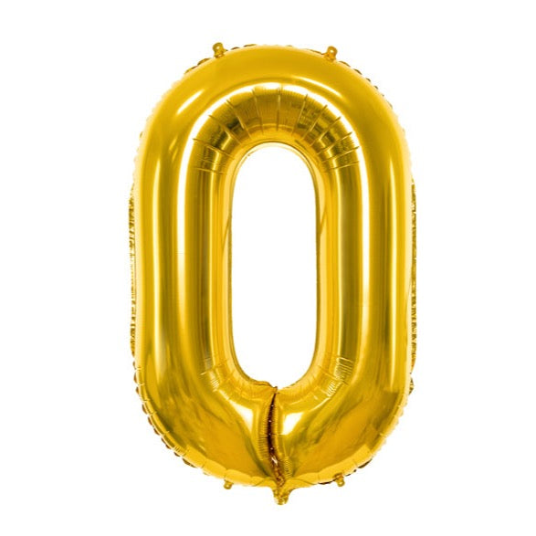 Balon broj - 0, zlatni, 86 cm