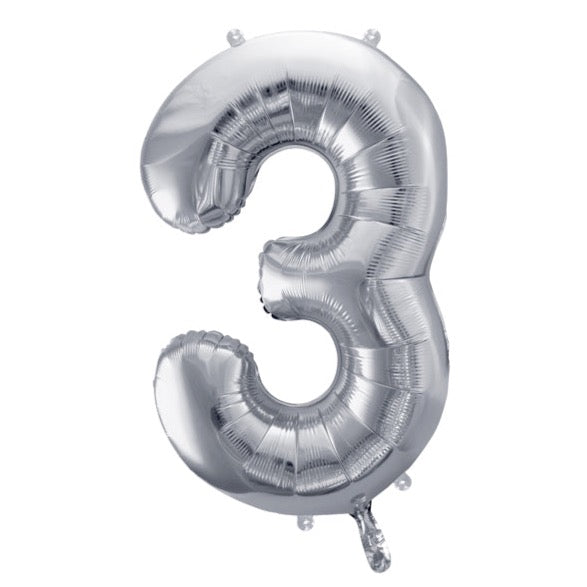 balon številka 3 srebrna