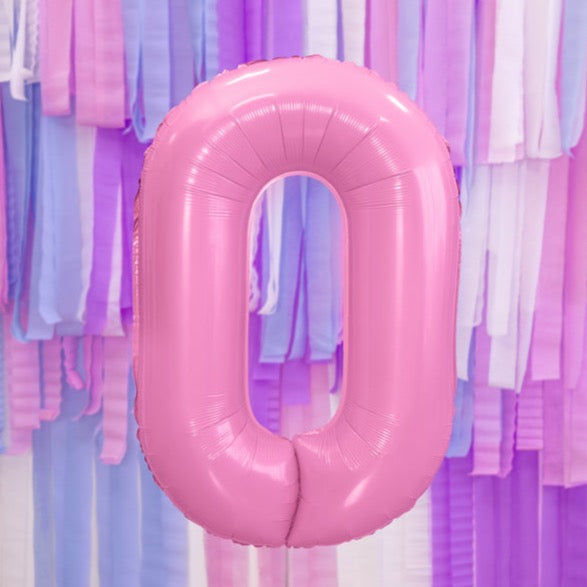 Balon folija v obliki števila, pastelno roza