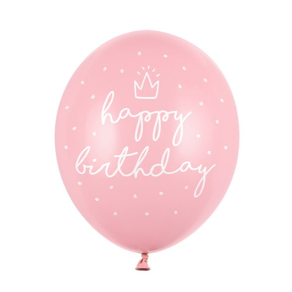 Baloni - Happy Birthday roze krune, 6 kom
