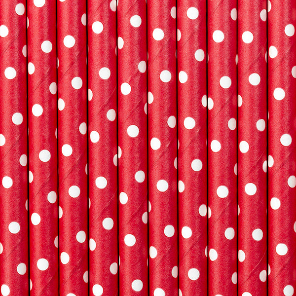 Papirnate slamke - Crvene s točkicama