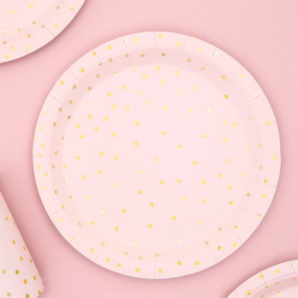 Papirnati tanjuri - Peach sa točkicami
