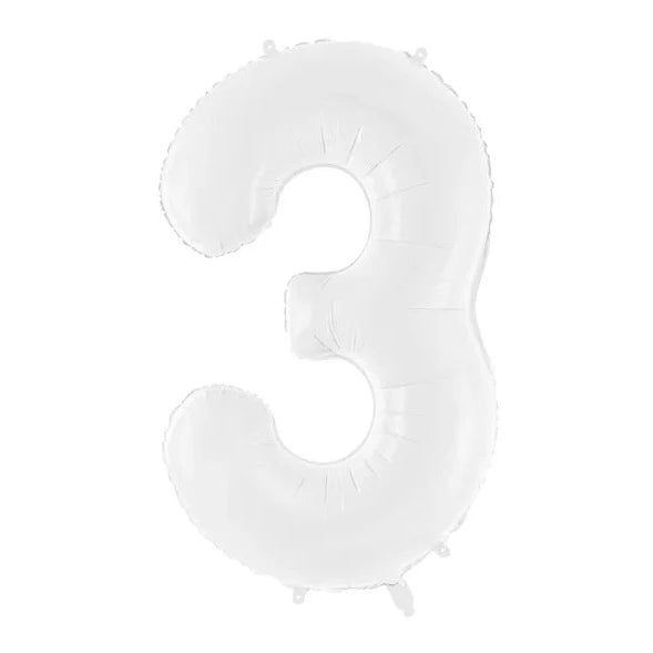 Balon broj - 3, bijeli, 86 cm