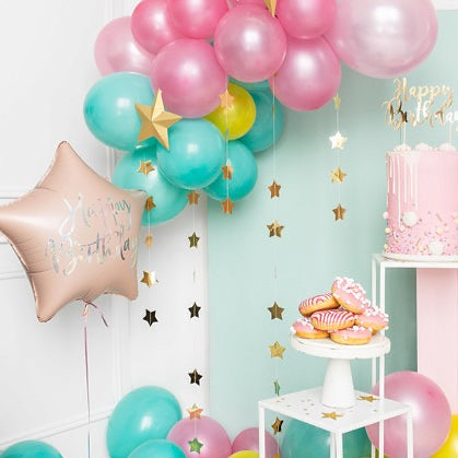 Folija balon Zvezda - Sretan rođendan puder roze