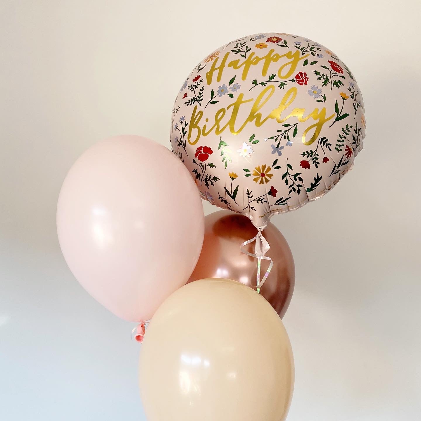 Balon folija - Happy birthday, floral