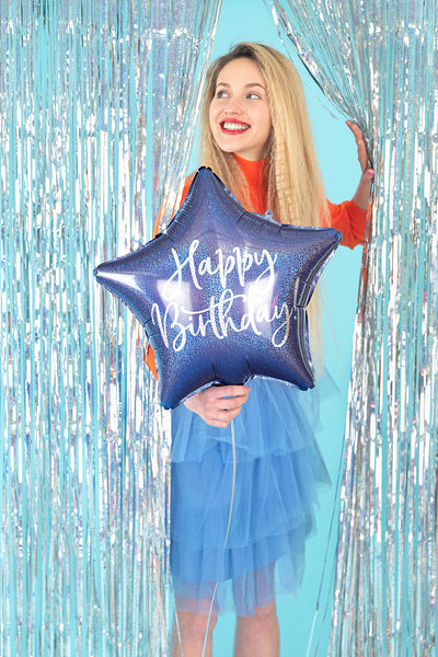 Folija balon Zvezda - Sretan rođendan plavi