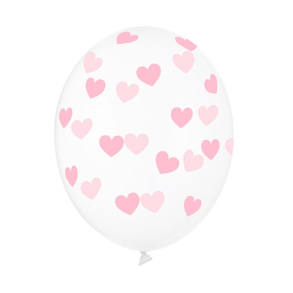 Baloni sa printom - Ružičasta srca, 6 kom