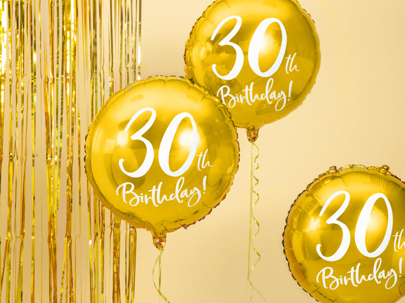 Balon od folije - 30. rođendan, zlatni
